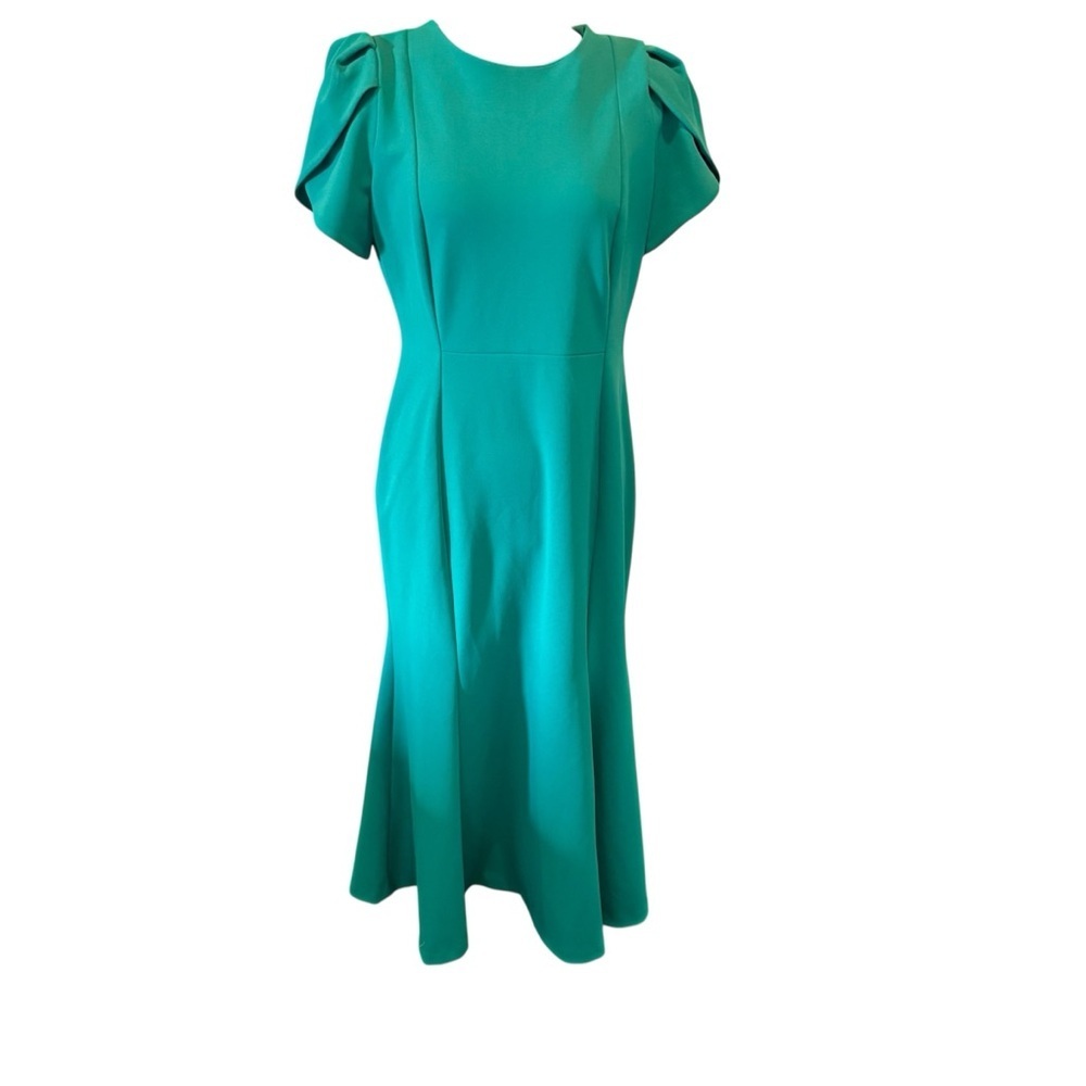 Calvin Klein Scuba Crepe Short Petal Sleeve Crew Neck Sheath Dress, size 10 - Picture 2 of 16